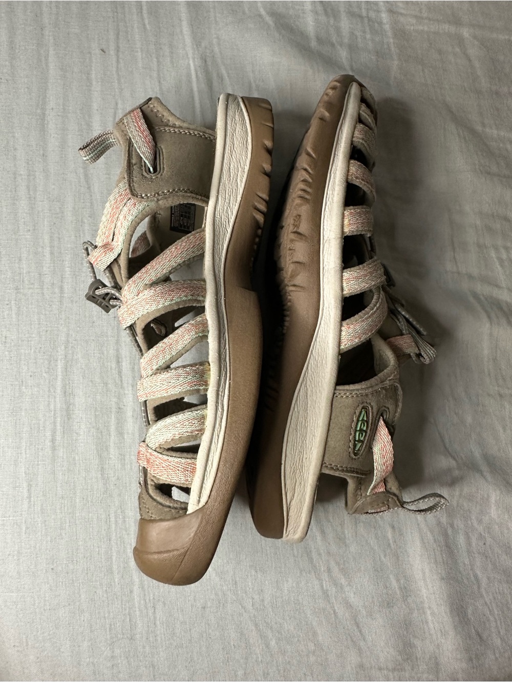 Women’s Keen Whisper Wet / Dry Sandals Taupe & Coral Colorway Size 9 - Picture 4 of 6